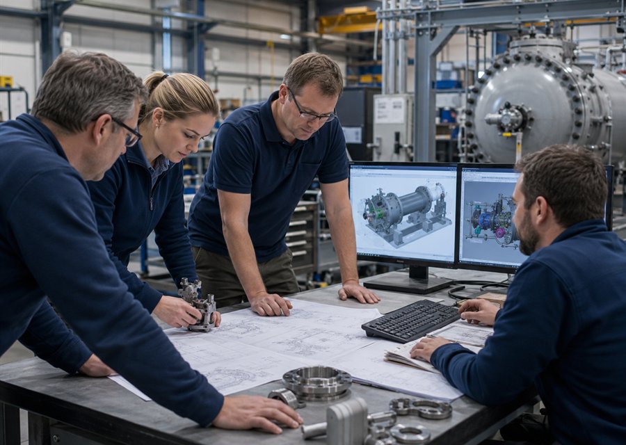 Finished component inspected against its drawing before handover