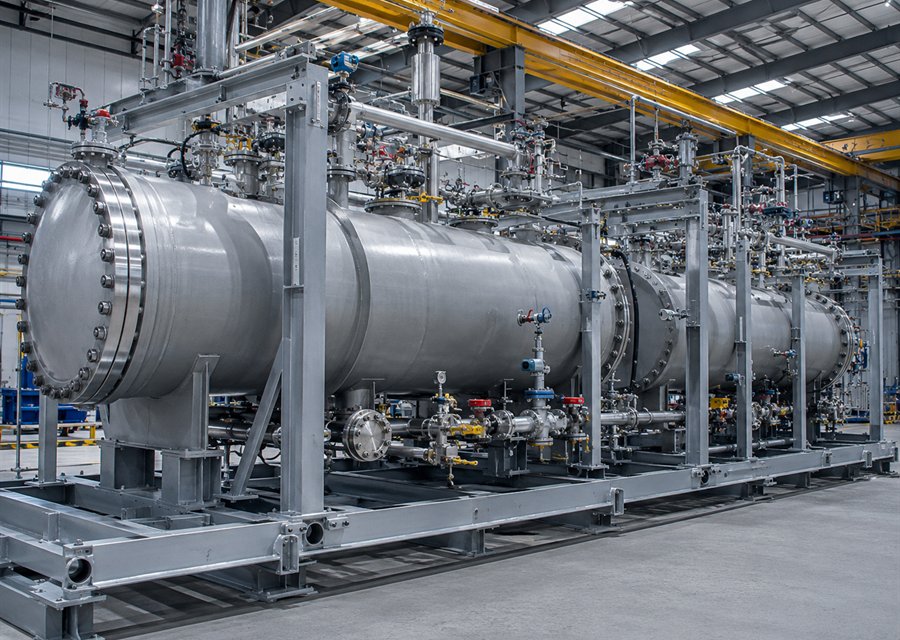 High-pressure storage vessel with piping