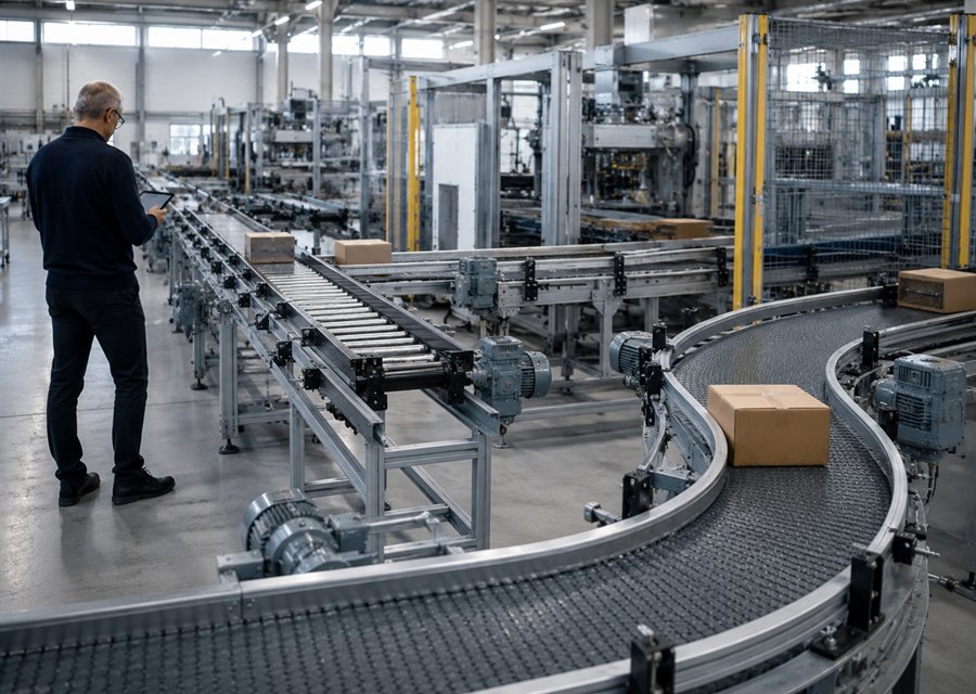 Conveyor system in a distribution facility