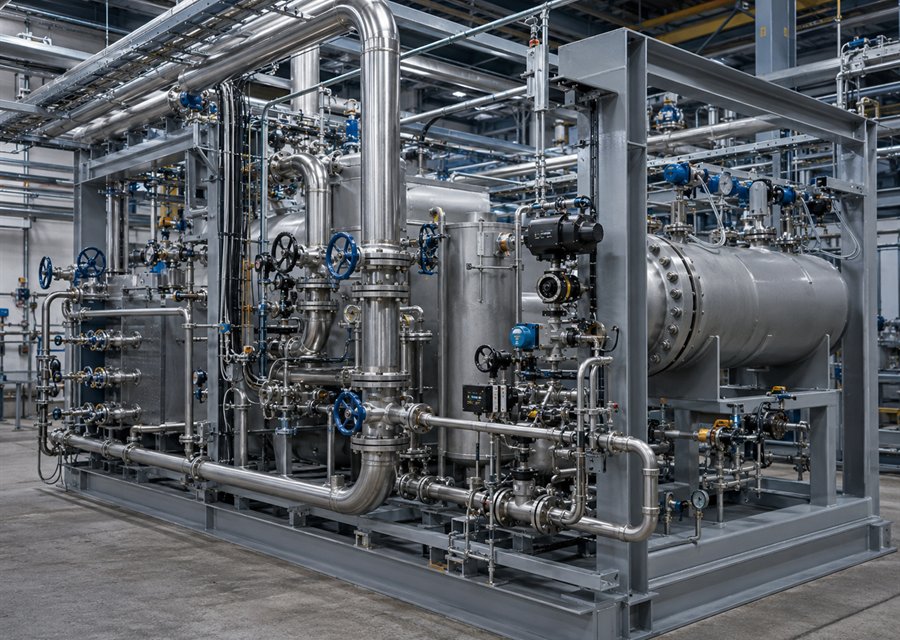 Process piping and valve skid